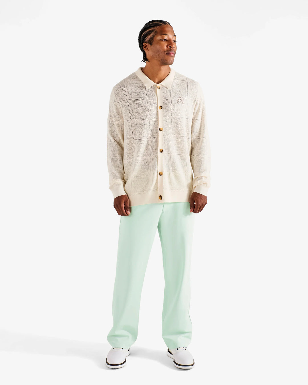 Malbon Men's Resort Crochet Cardigan - Whisper White - Sun Diego Boardshop