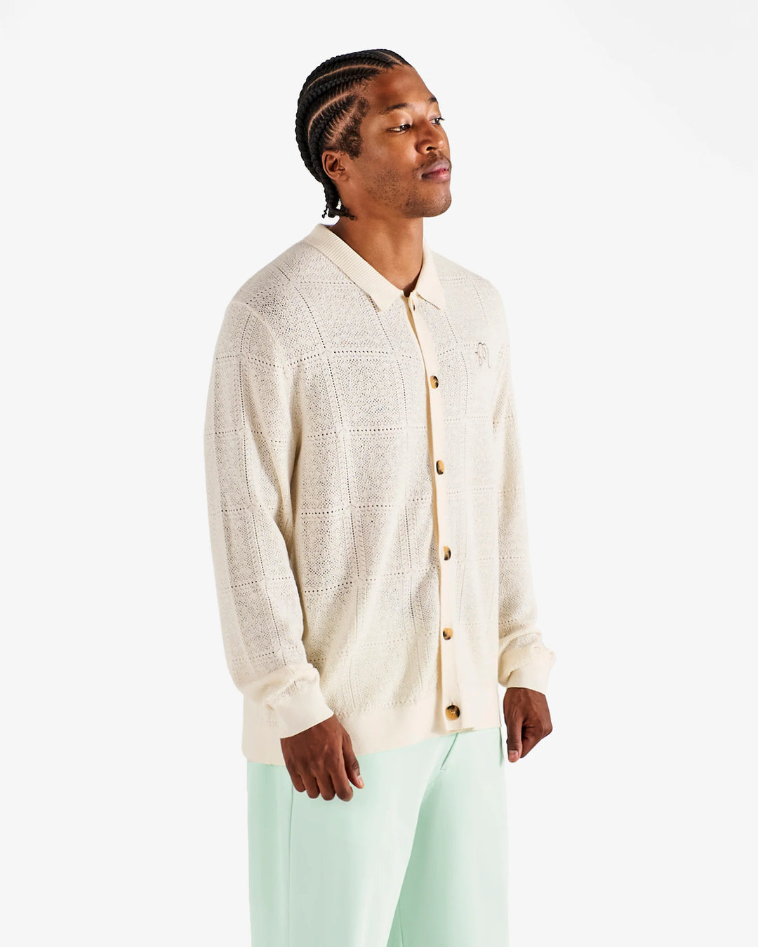 Malbon Men's Resort Crochet Cardigan - Whisper White - Sun Diego Boardshop