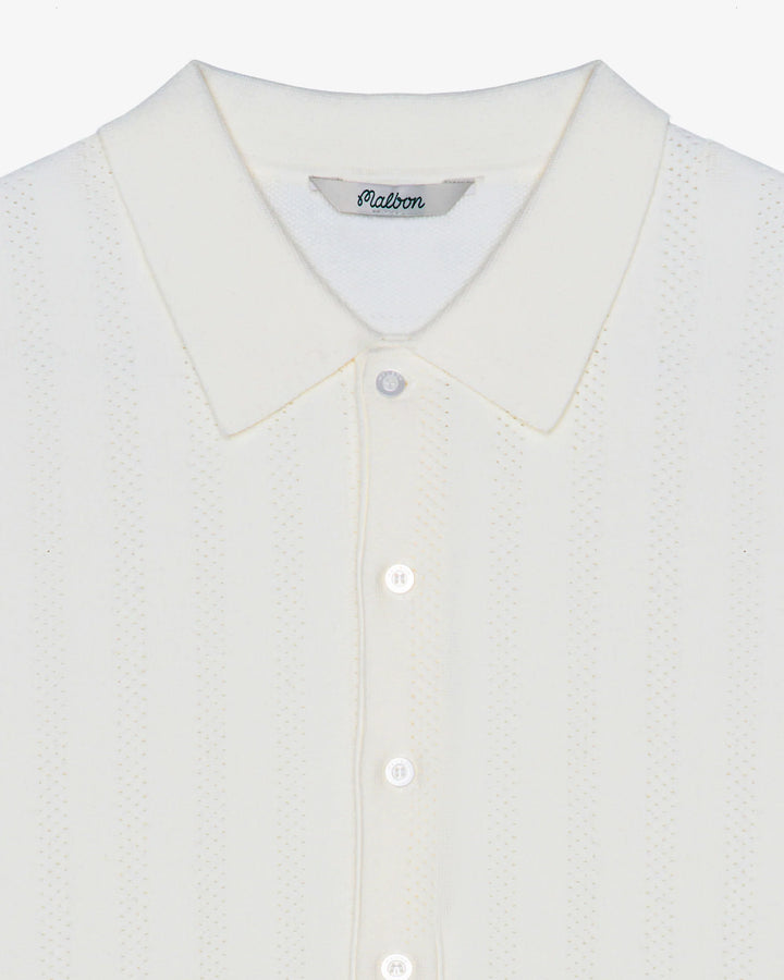 Malbon Men's Crosscut Polo - Ivory - Sun Diego Boardshop