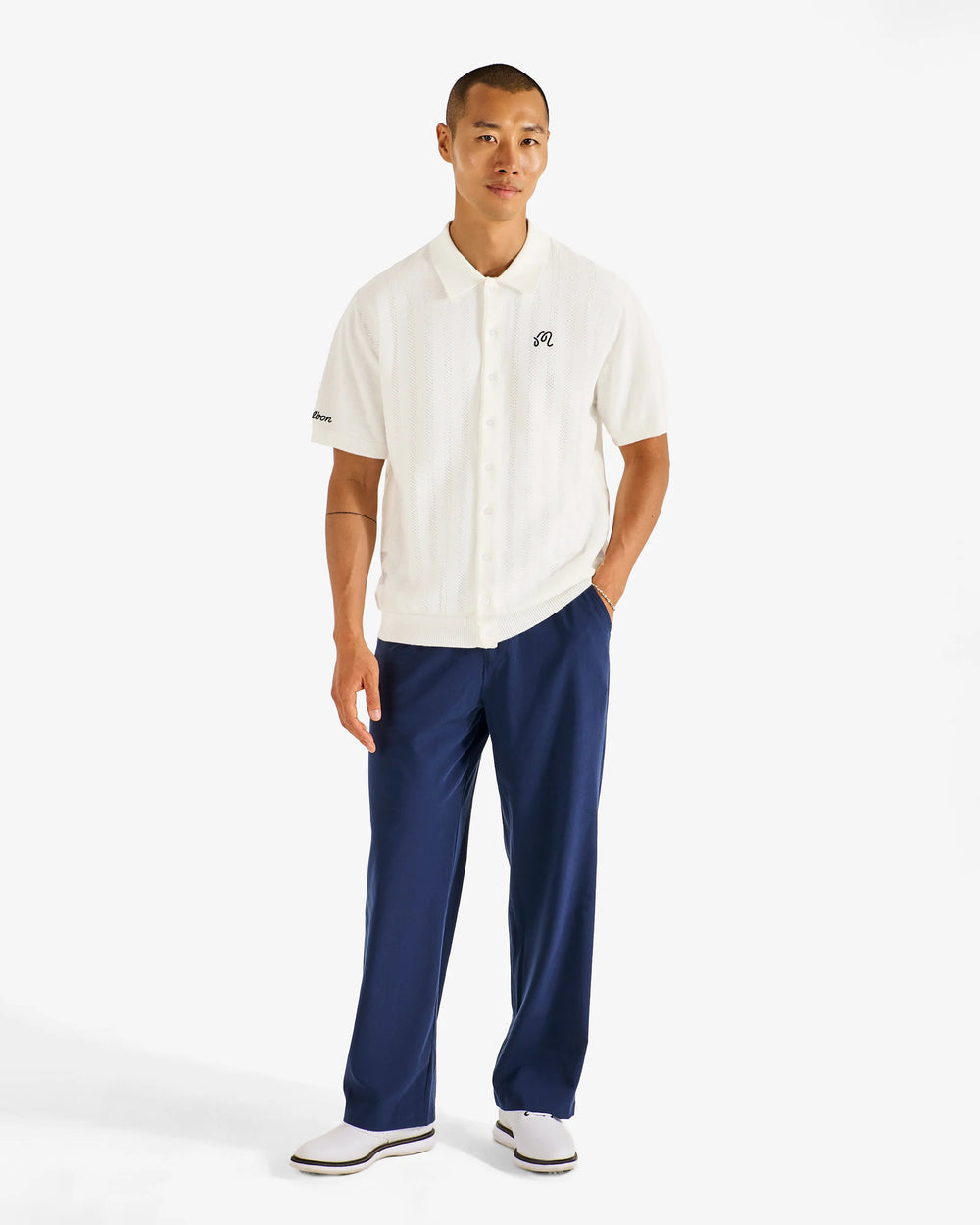 Malbon Men's Crosscut Polo - Ivory - Sun Diego Boardshop