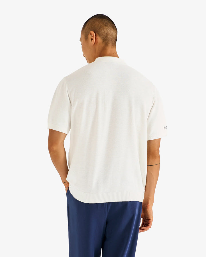 Malbon Men's Crosscut Polo - Ivory - Sun Diego Boardshop