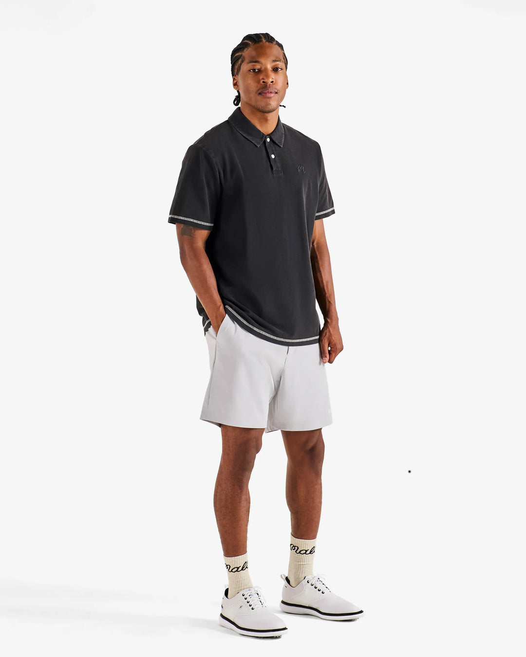 Malbon Men's Fairway Overdyed Polo - Black - Sun Diego Boardshop