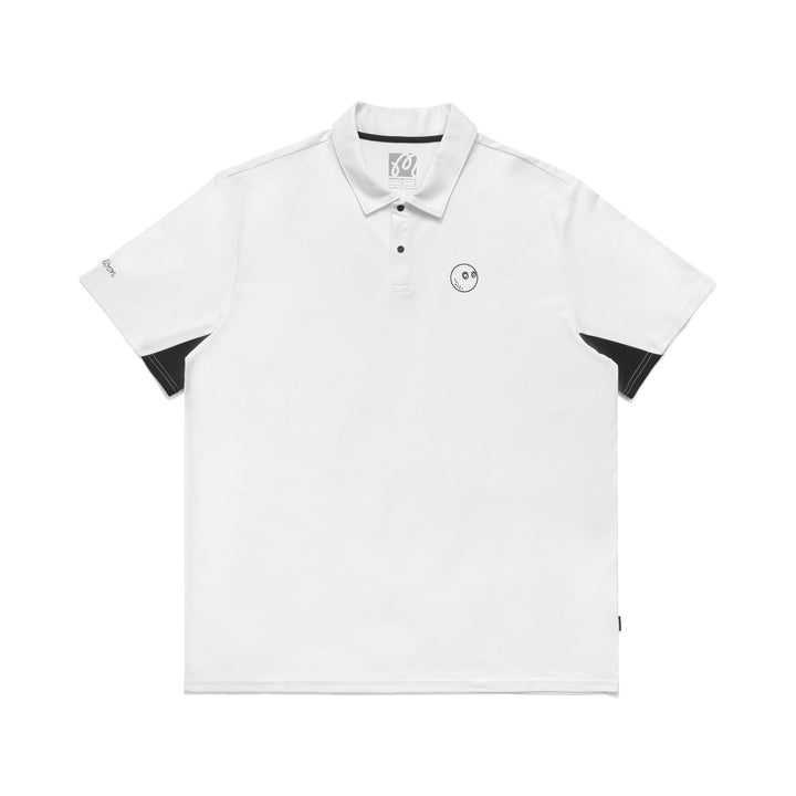 Malbon Golf PERFORMANCE PIQUE POLO - WHITE BLACK - Sun Diego Boardshop