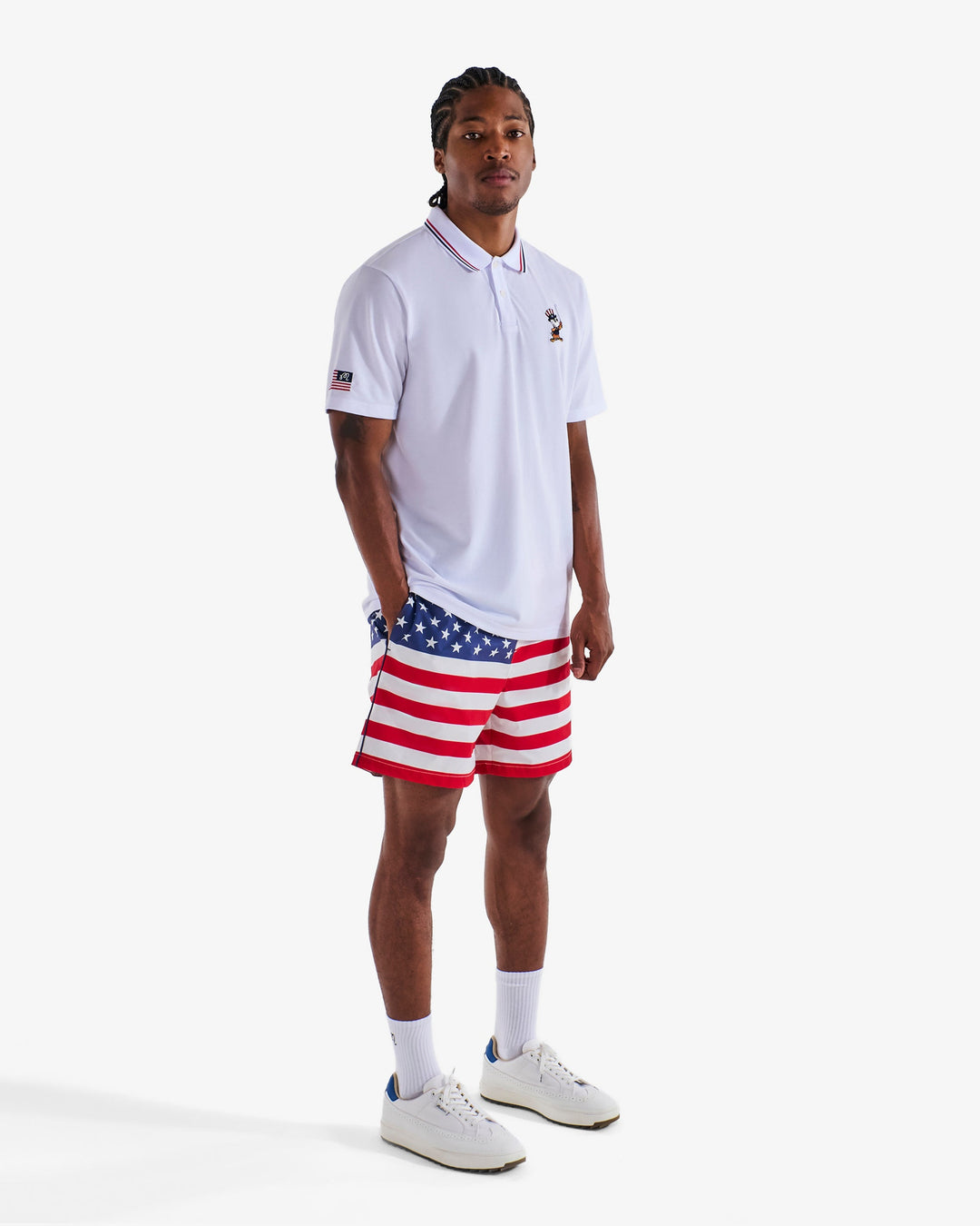 Malbon Eagle Buckets Performance Pique Polo - White - Sun Diego Boardshop
