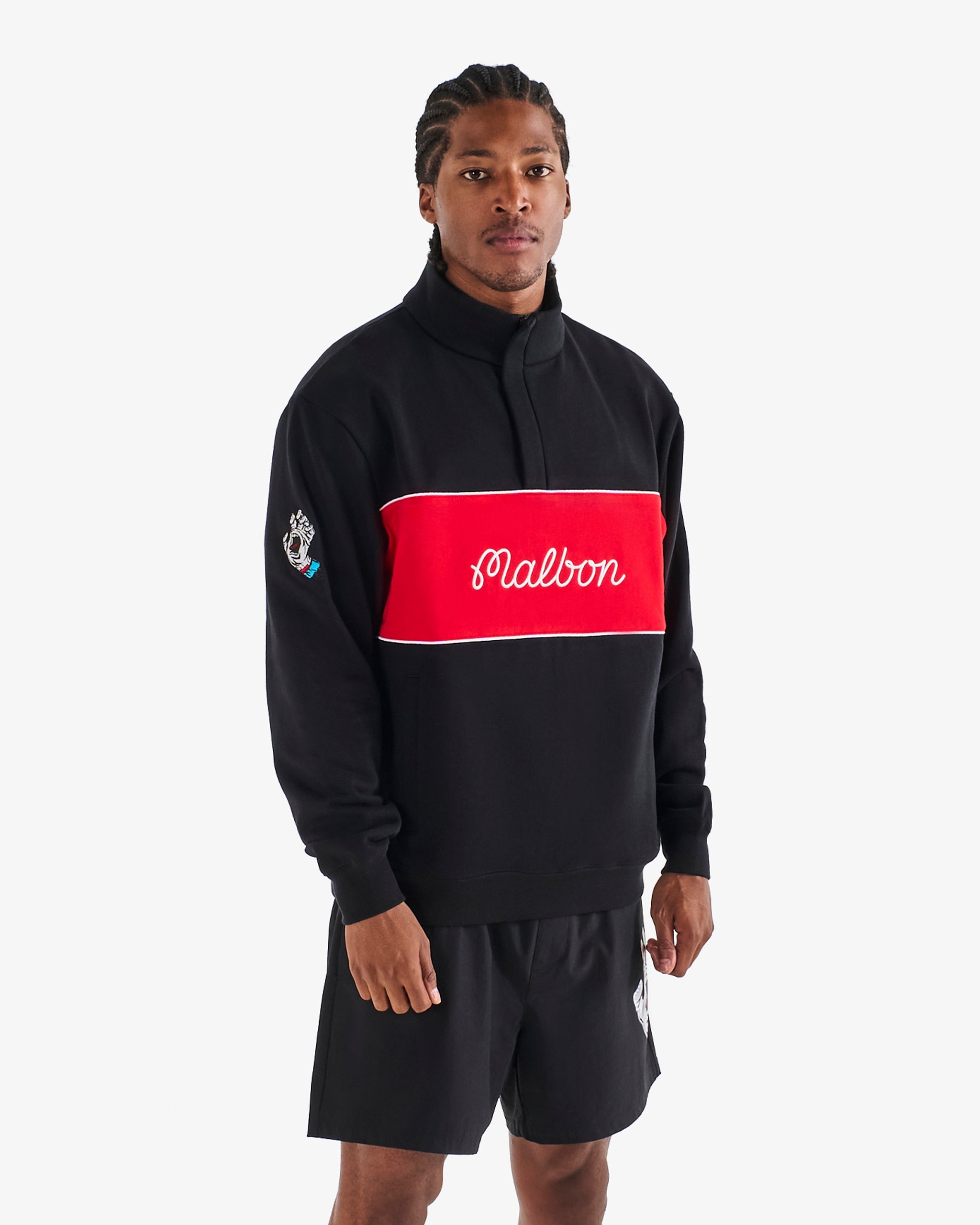 【入手困難/完売品】MALBON X WDS CREW SWEAT L Malbon x Santa Cruz Sweatshirt - Black | Sun Diego Boardshops