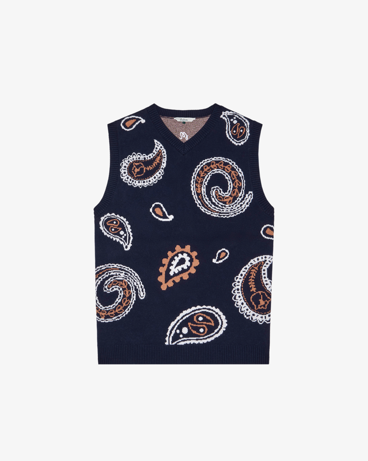 Malbon Paisley Sweater Vest - Navy - Sun Diego Boardshop