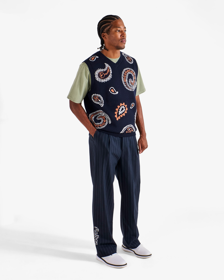 Malbon Paisley Sweater Vest - Navy - Sun Diego Boardshop