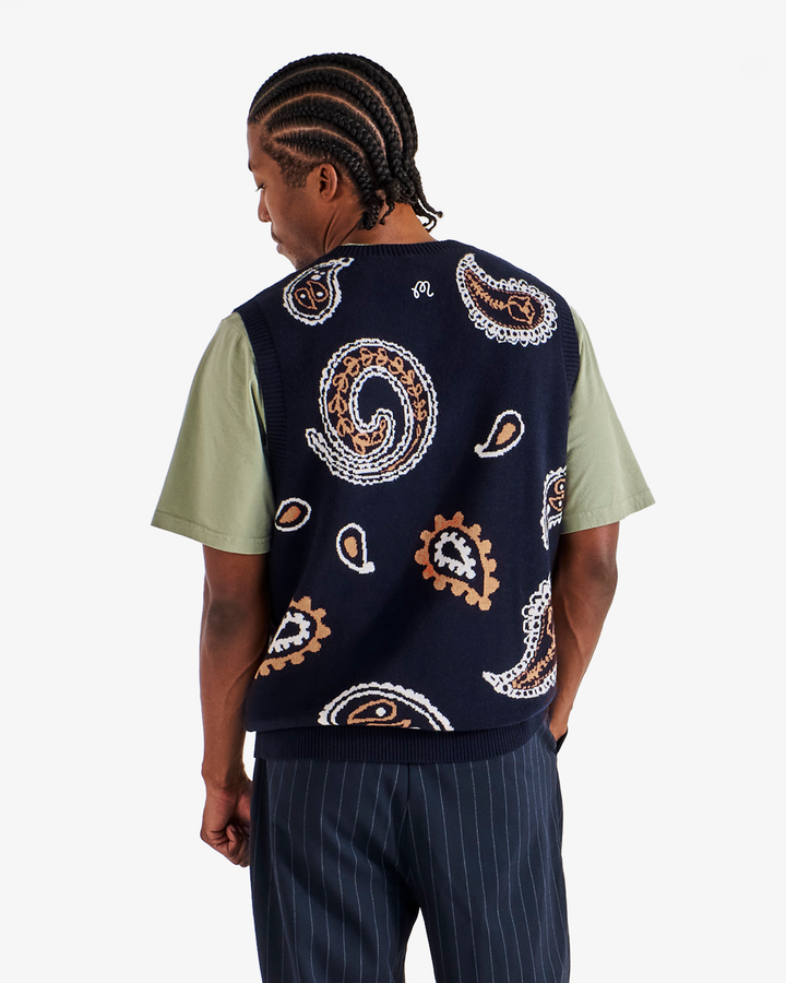 Malbon Paisley Sweater Vest - Navy - Sun Diego Boardshop