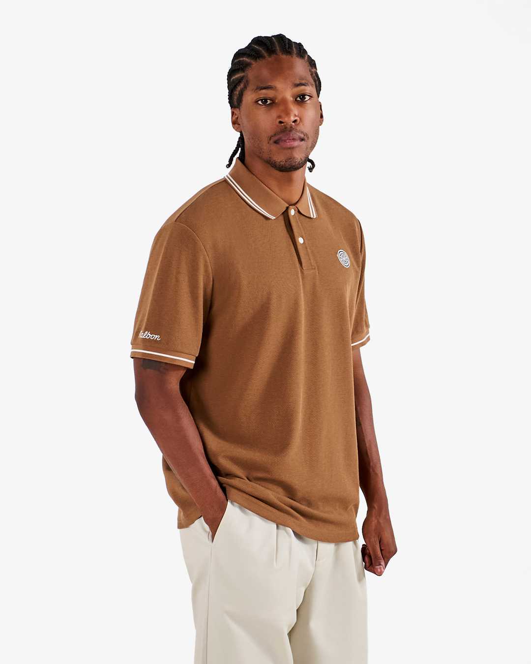Malbon Fairway Applique Pique Polo - British Tan - Sun Diego Boardshop