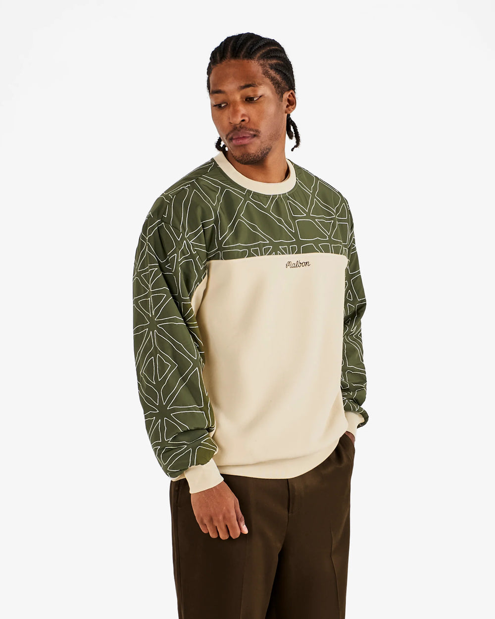 Malbon Tierra Crewneck - Cream/Olivine - Sun Diego Boardshop