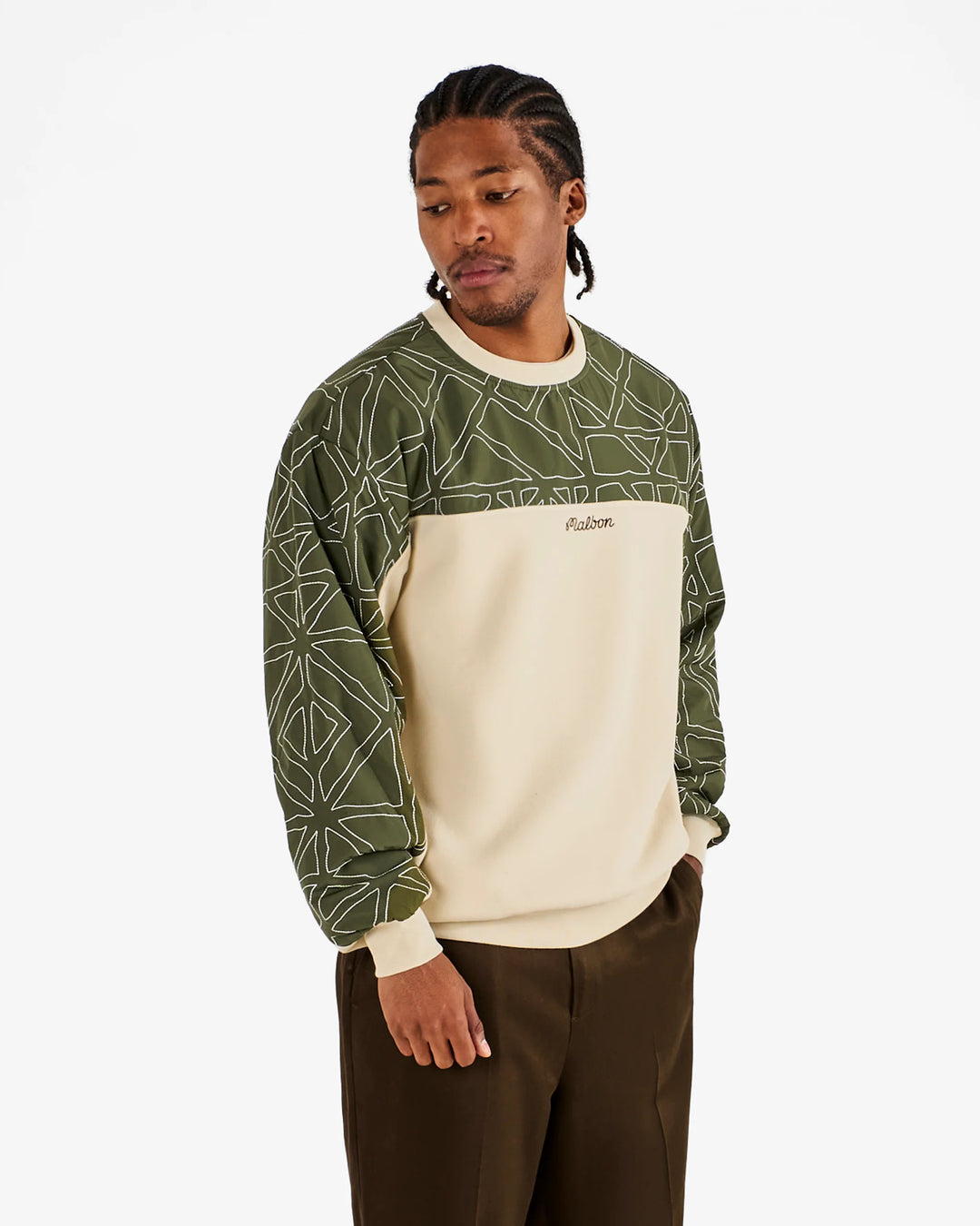 Malbon Tierra Crewneck - Cream/Olivine - Sun Diego Boardshop