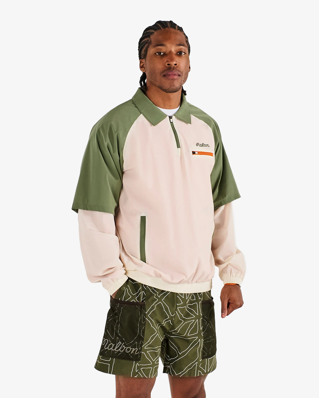 Malbon Men's Marina Windshirt - Cream/Olivine - Sun Diego Boardshop