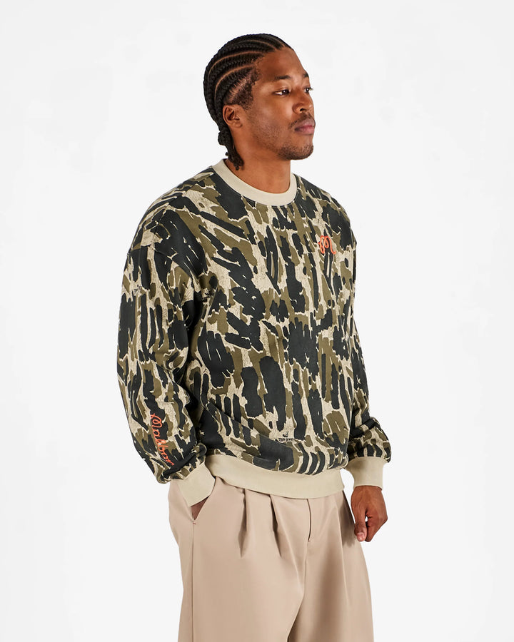 Malbon Range Tour Divot Camo Sweatshirt - Bark Camo - Sun Diego Boardshop