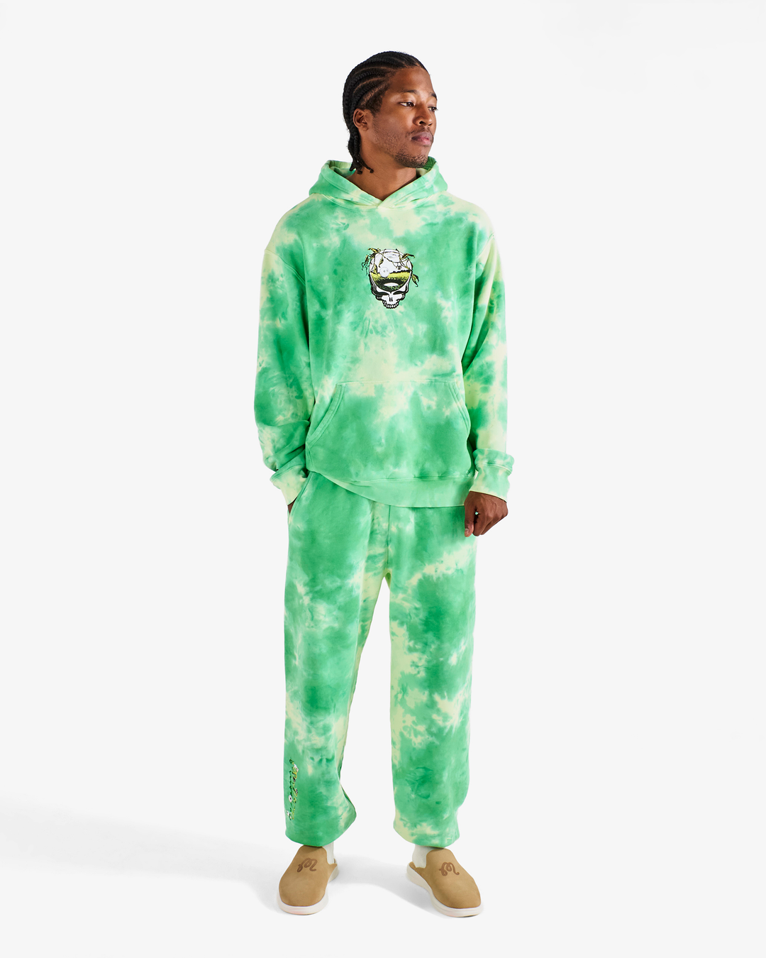 Malbon Grateful Dead Fesque Hoodie - Green Tie Dye - Sun Diego Boardshop