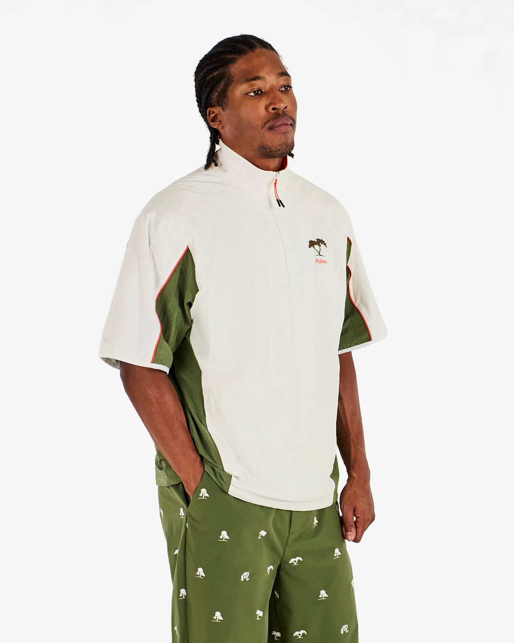 Malbon Torrey Pines Windshirt - Egret/ Moss - Sun Diego Boardshop