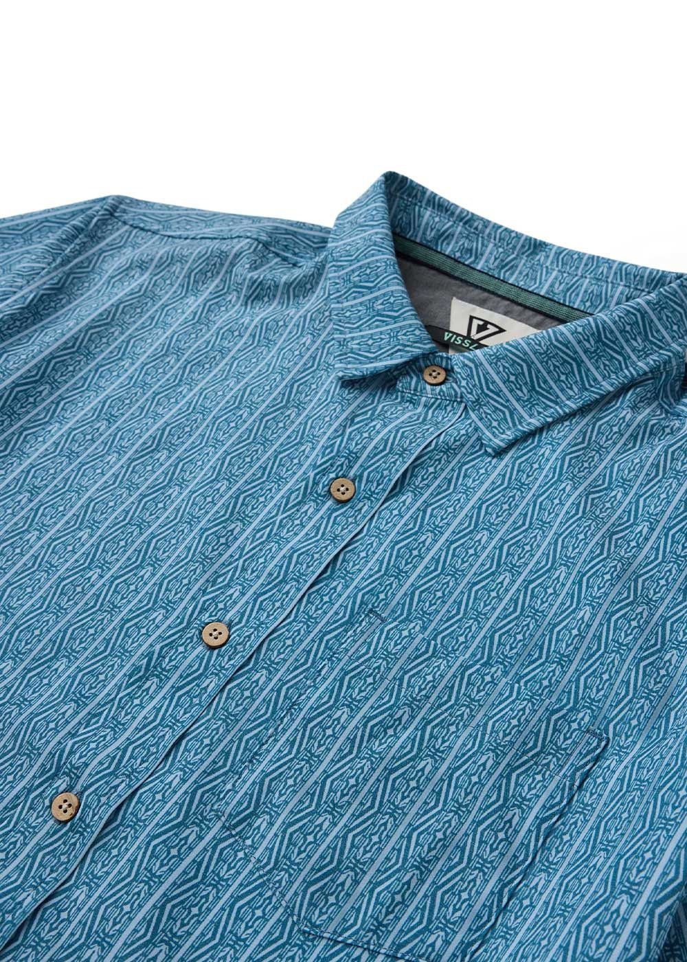 Vissla Men's Anchor Point Hybrid Eco Short Sleeve Shirt - Tidal Blue