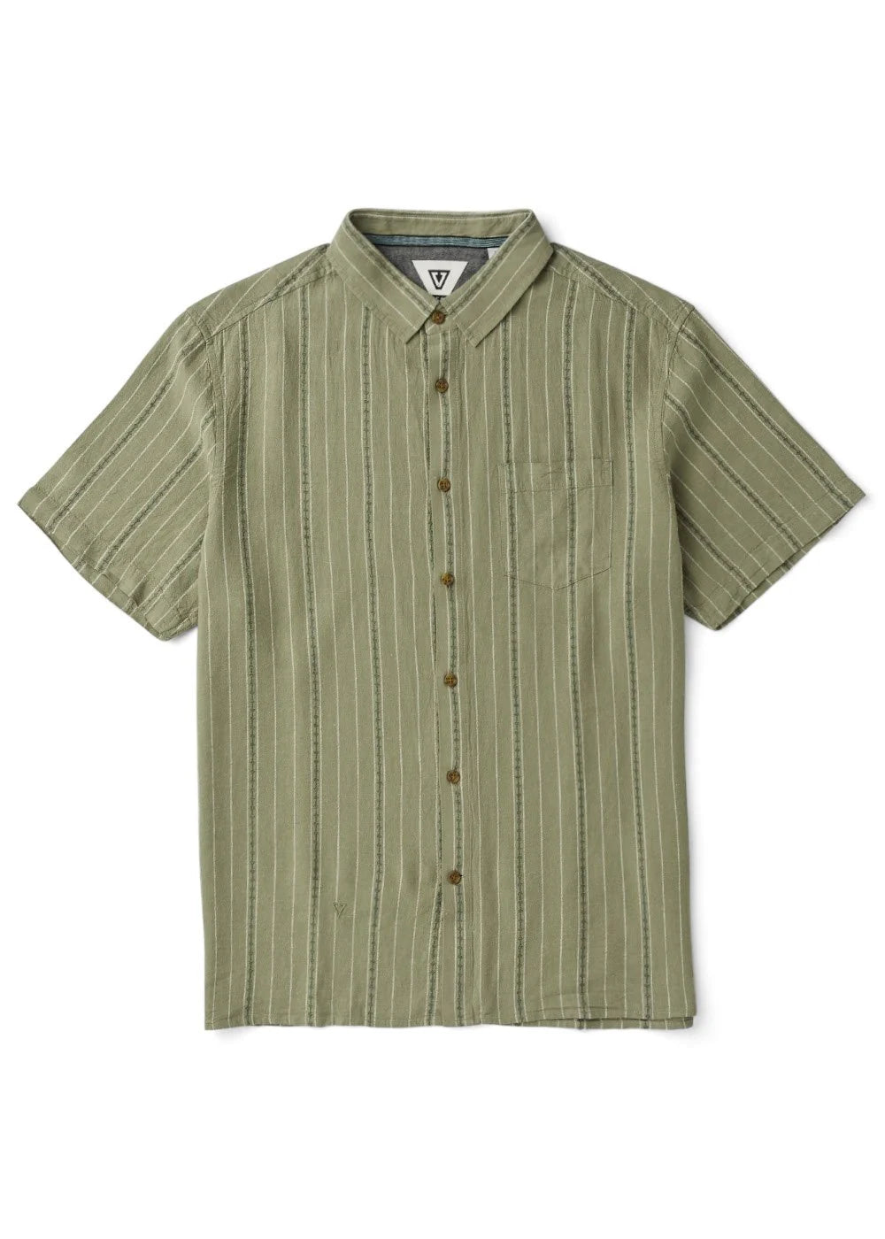 Vissla Linen Pin Short Sleeve Shirt - Sage - Sun Diego Boardshop