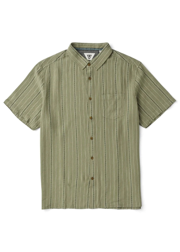 Vissla Linen Pin Short Sleeve Shirt - Sage - Sun Diego Boardshop