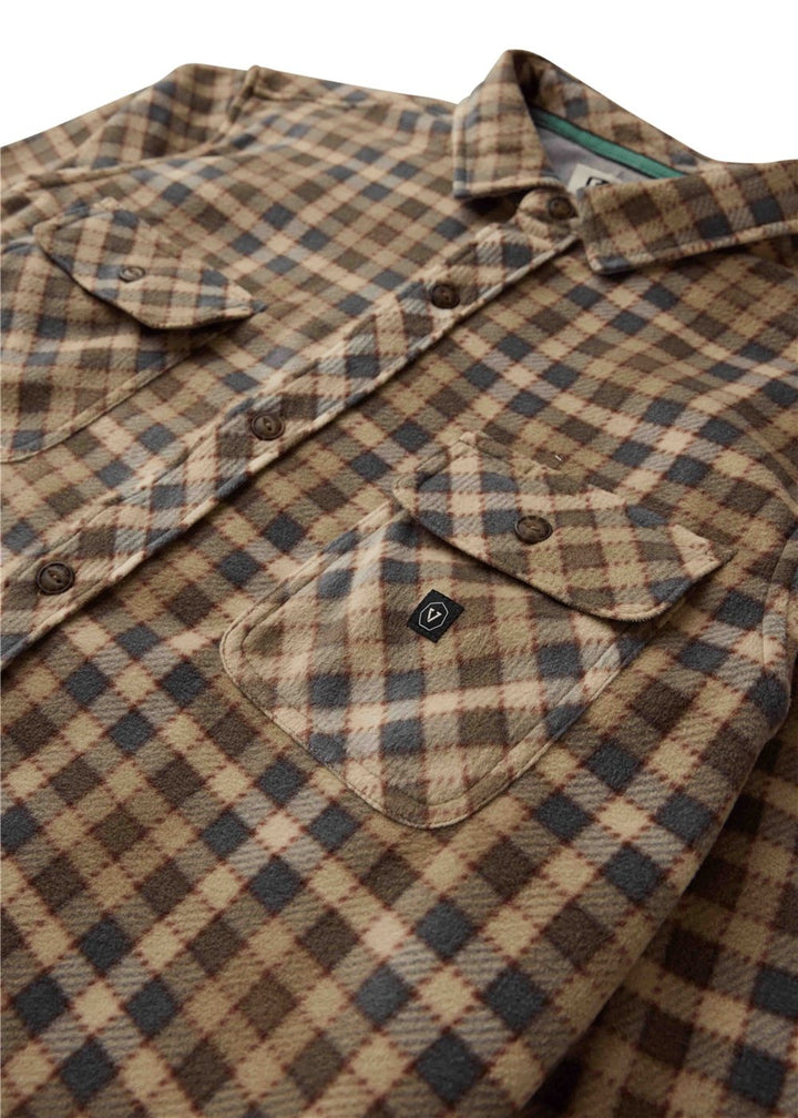 Vissla Eco-Zy Long Sleeve Polar Flannel - Light Khaki - Sun Diego Boardshop