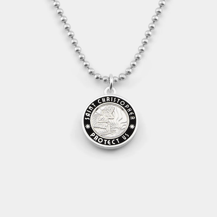 Getback Supply Medium St. Christopher Necklace - Silver-Black