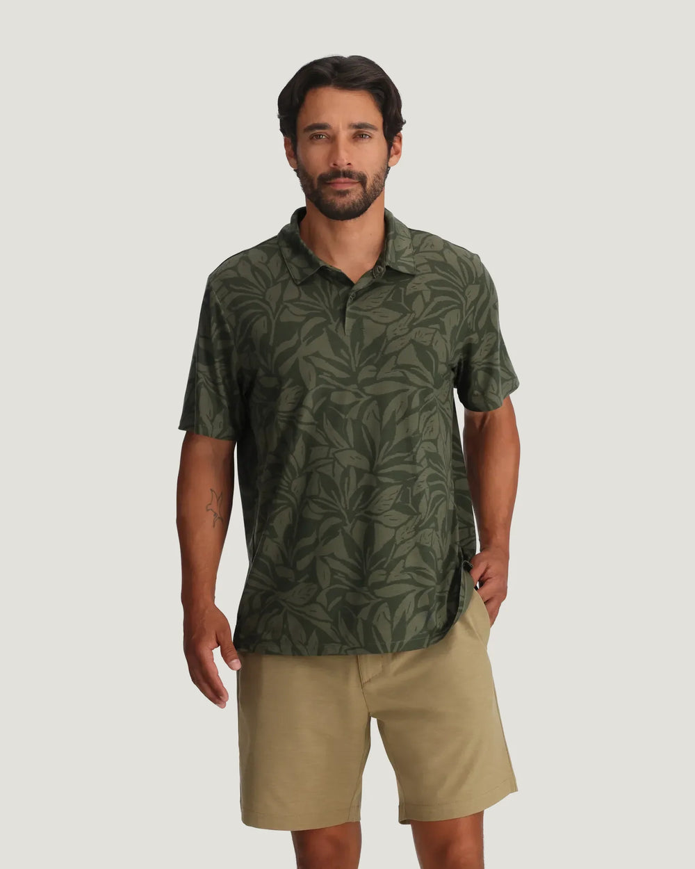 Free Fly Men's Elevate Polo - Canopy Print Dark Forest - Sun Diego Boardshop