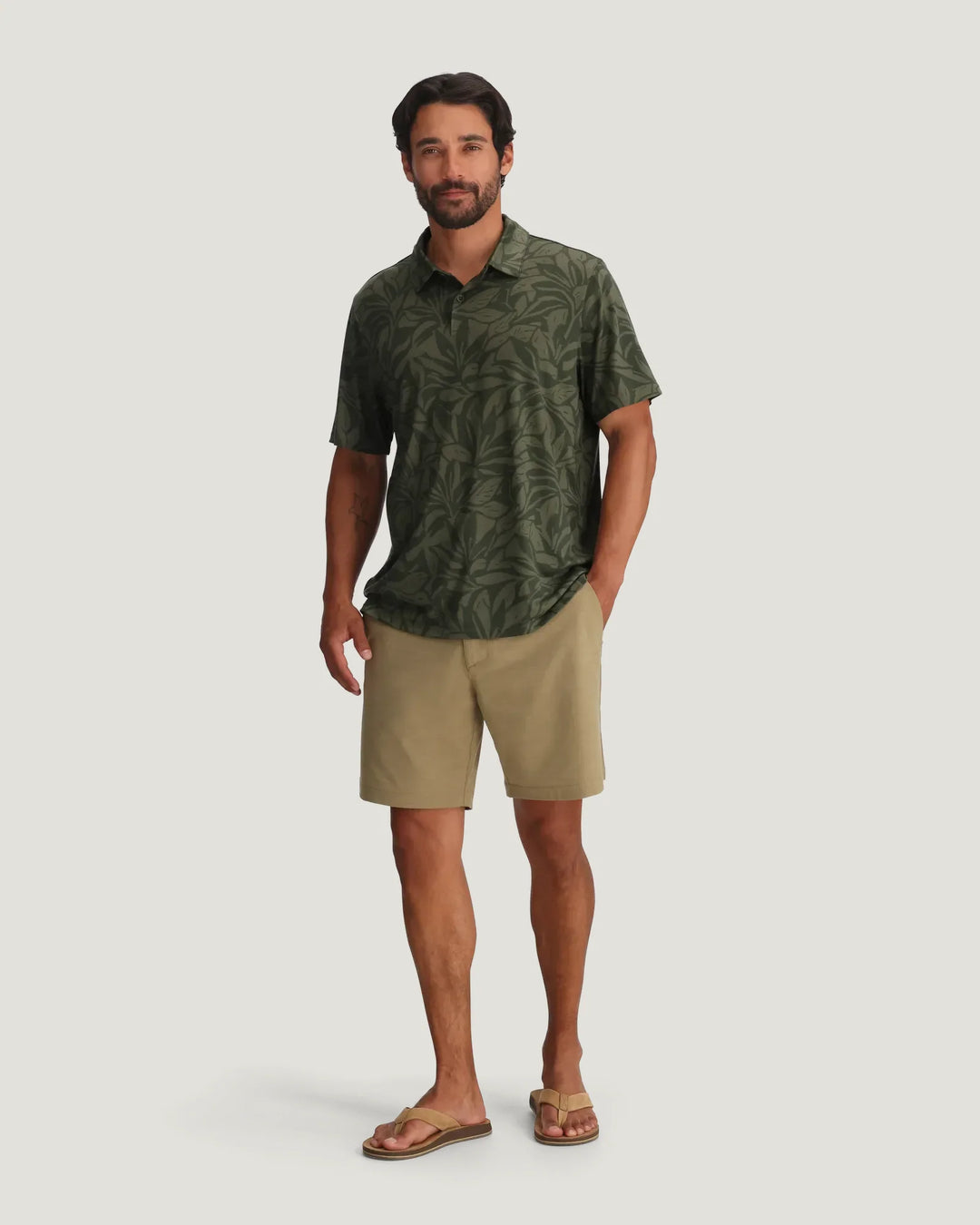 Free Fly Men's Elevate Polo - Canopy Print Dark Forest - Sun Diego Boardshop