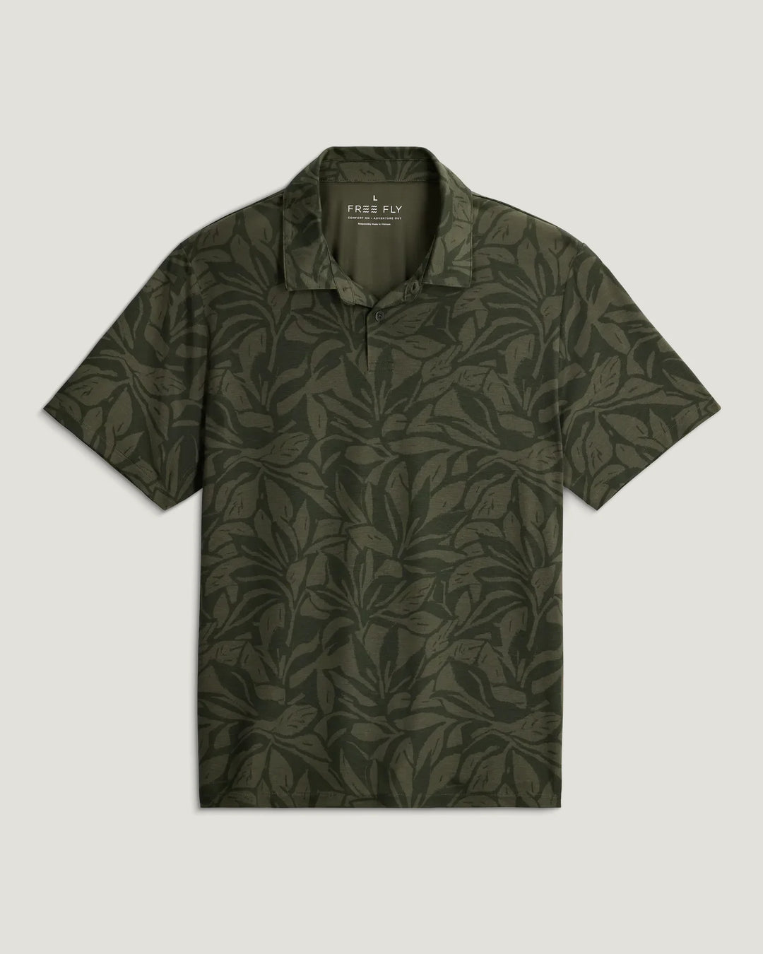 Free Fly Men's Elevate Polo - Canopy Print Dark Forest - Sun Diego Boardshop