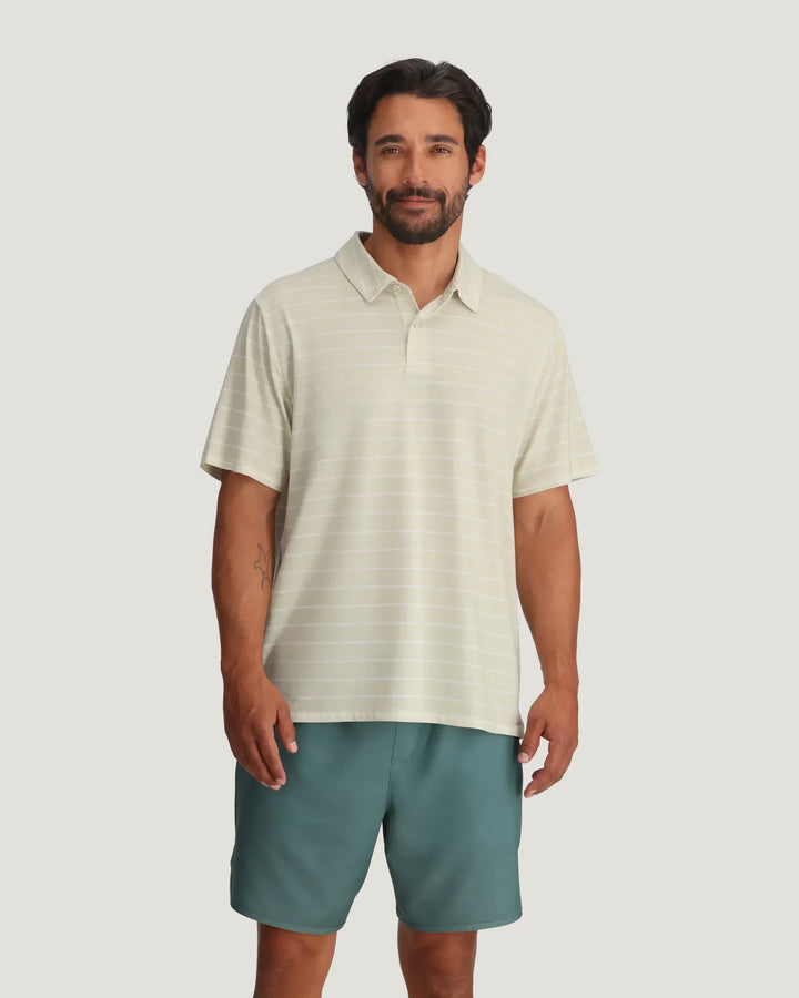 Free Fly Men's Elevate Polo - Dash Stripe Birch - Sun Diego Boardshop