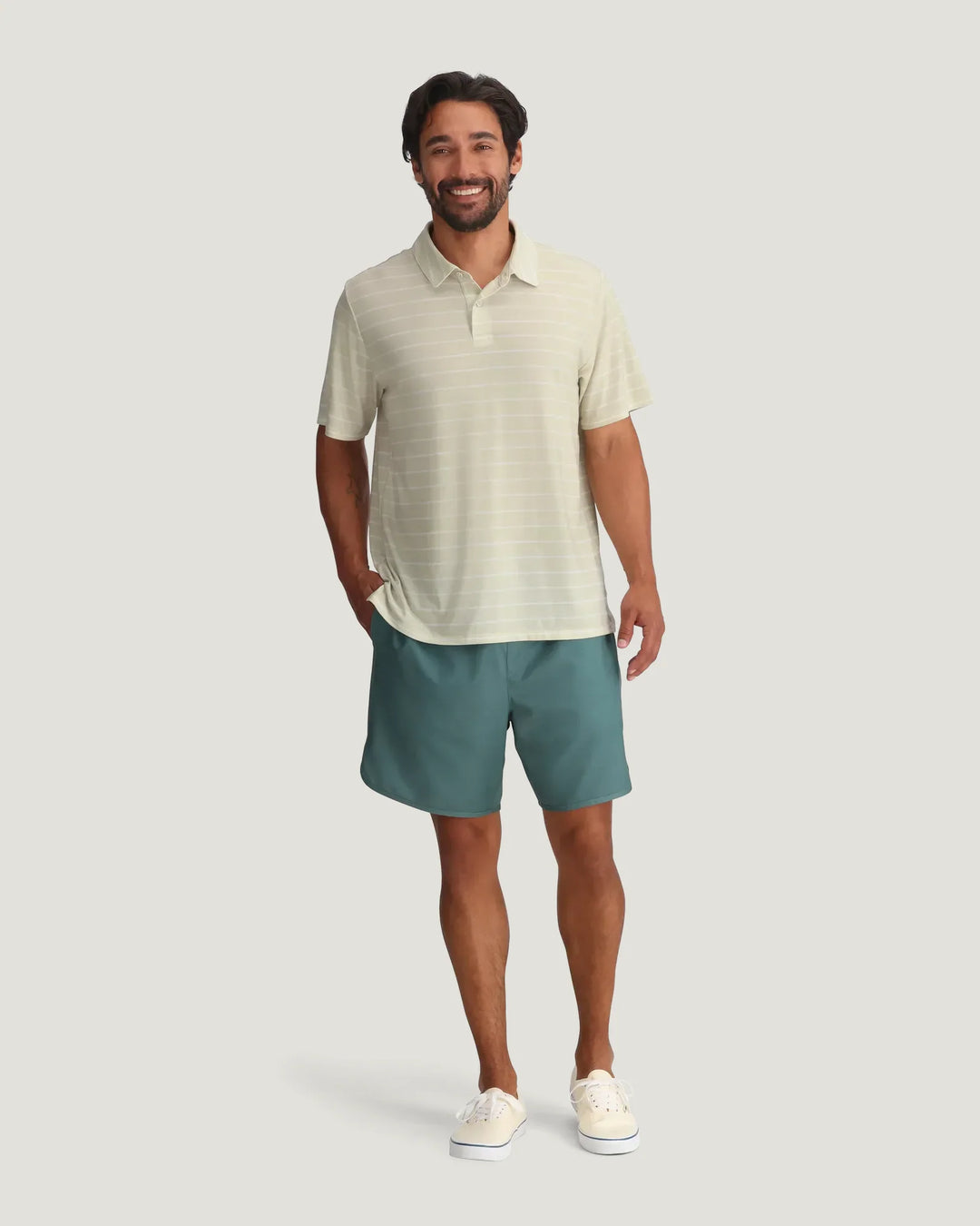 Free Fly Men's Elevate Polo - Dash Stripe Birch - Sun Diego Boardshop