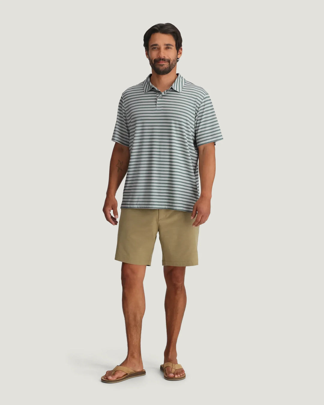 Free Fly Men's Elevate Polo - Smooth Sailing Stripe Hea Aspen Grey - Sun Diego Boardshop