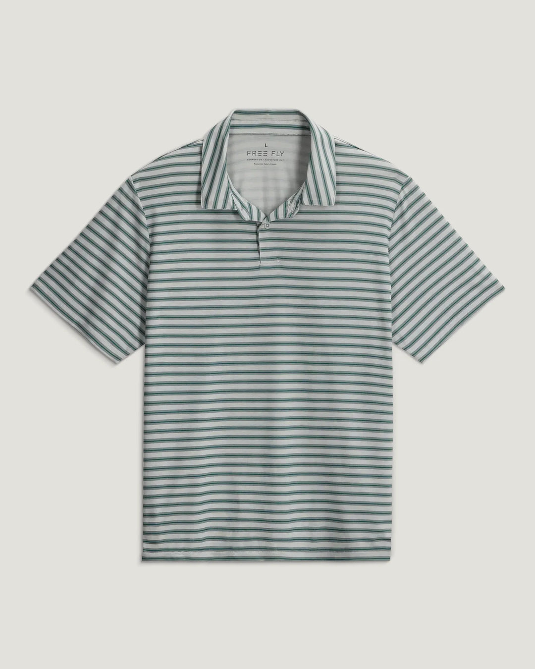Free Fly Men's Elevate Polo - Smooth Sailing Stripe Hea Aspen Grey - Sun Diego Boardshop