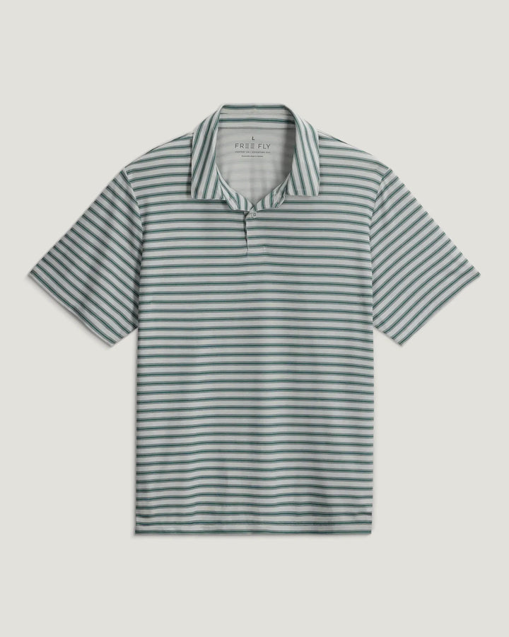 Free Fly Men's Elevate Polo - Smooth Sailing Stripe Hea Aspen Grey - Sun Diego Boardshop
