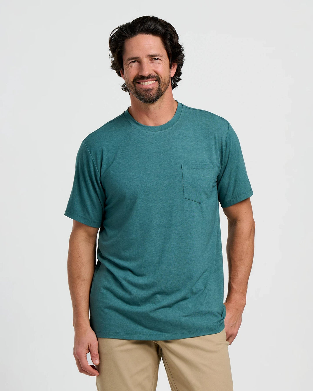 Free Fly Men'S Bamboo Flex Pocket Tee - Heather Sea Pine - Sun Diego Boardshop