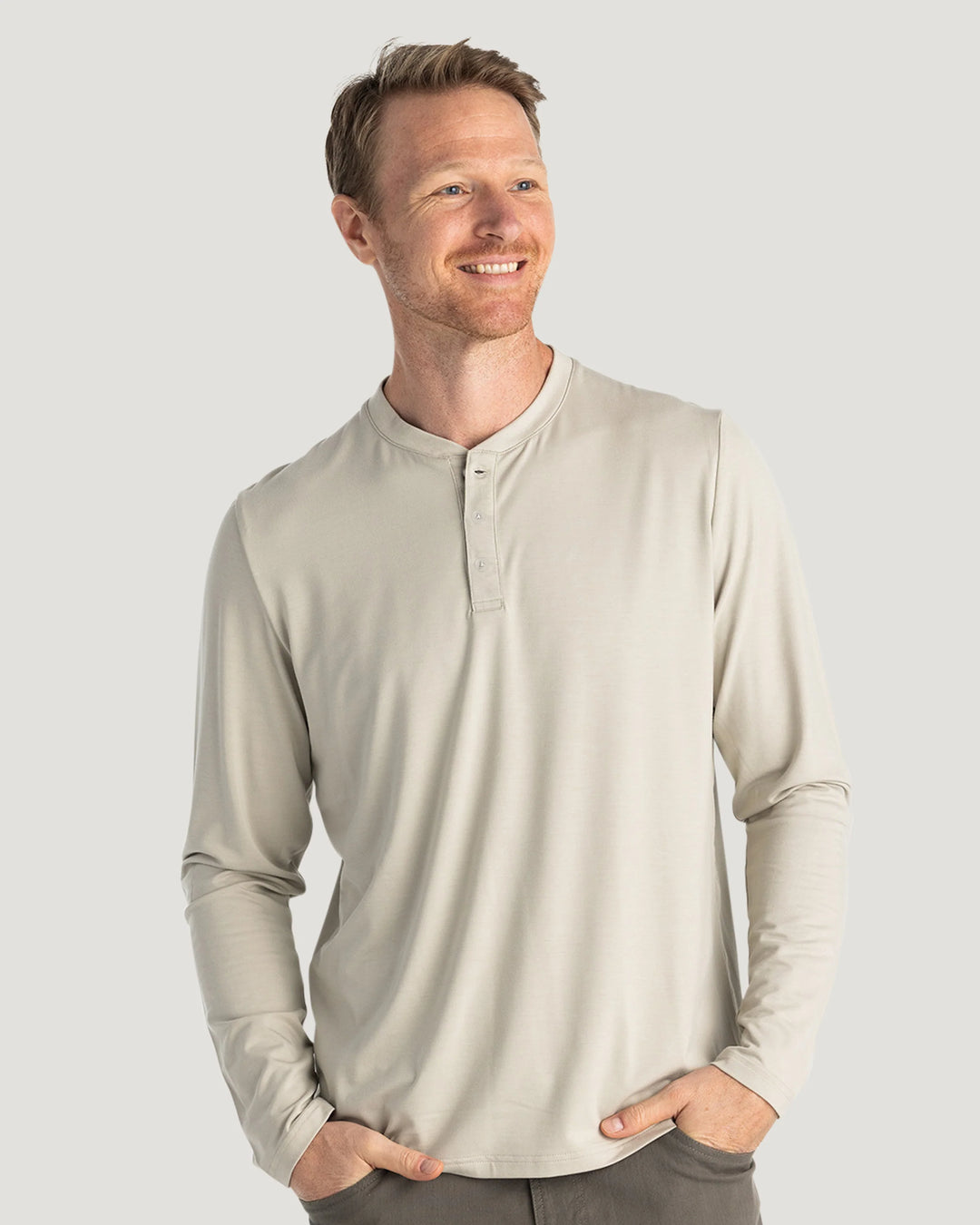 Free Fly Men's Men's Bamboo Flex Long Sleeve Henley - Sandstone - Sun Diego Boardshop