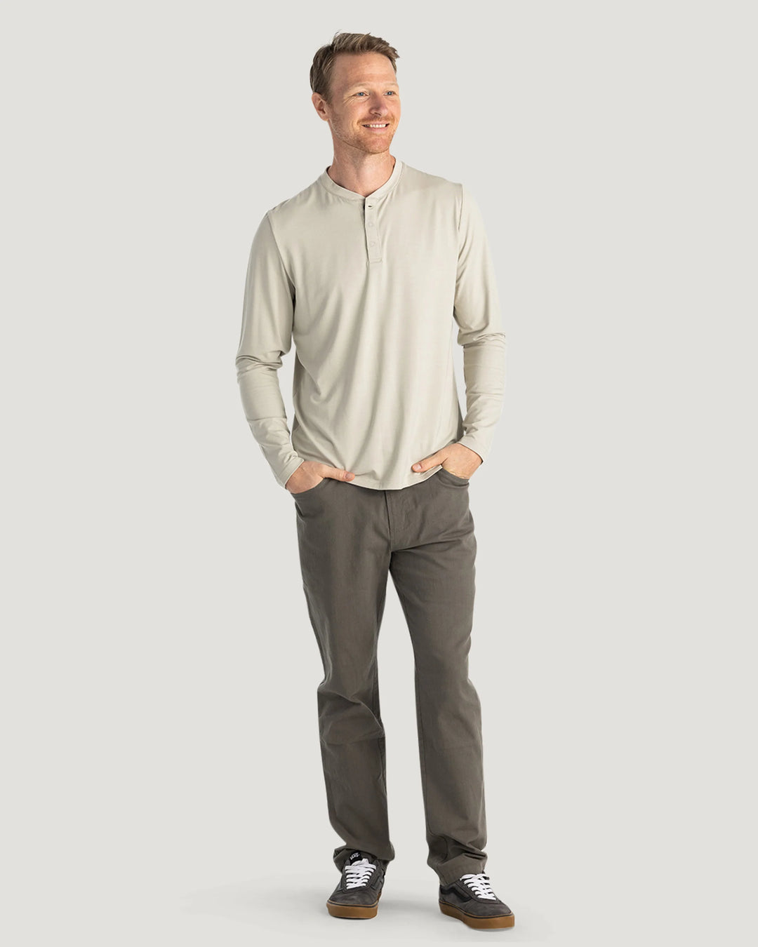 Free Fly Men's Men's Bamboo Flex Long Sleeve Henley - Sandstone - Sun Diego Boardshop