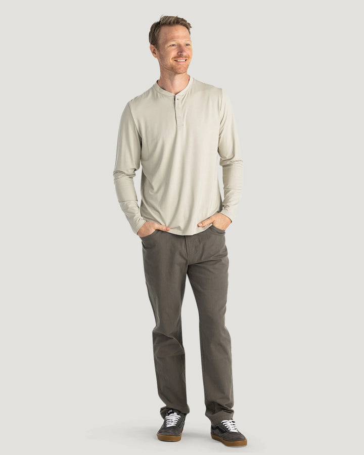Free Fly Men's Men's Bamboo Flex Long Sleeve Henley - Sandstone - Sun Diego Boardshop