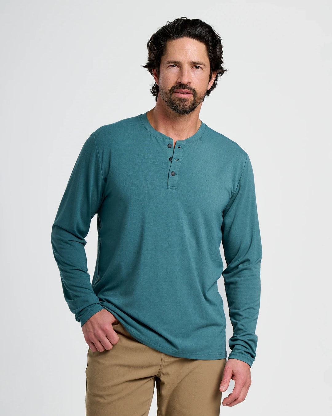 Free Fly Men's Men's Bamboo Flex Long Sleeve Henley - Sea Pine - Sun Diego Boardshop