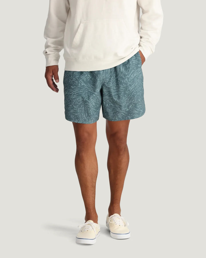 Free Fly Men's Reverb Short Unlined - Tidal Flow Print Stormy Sea