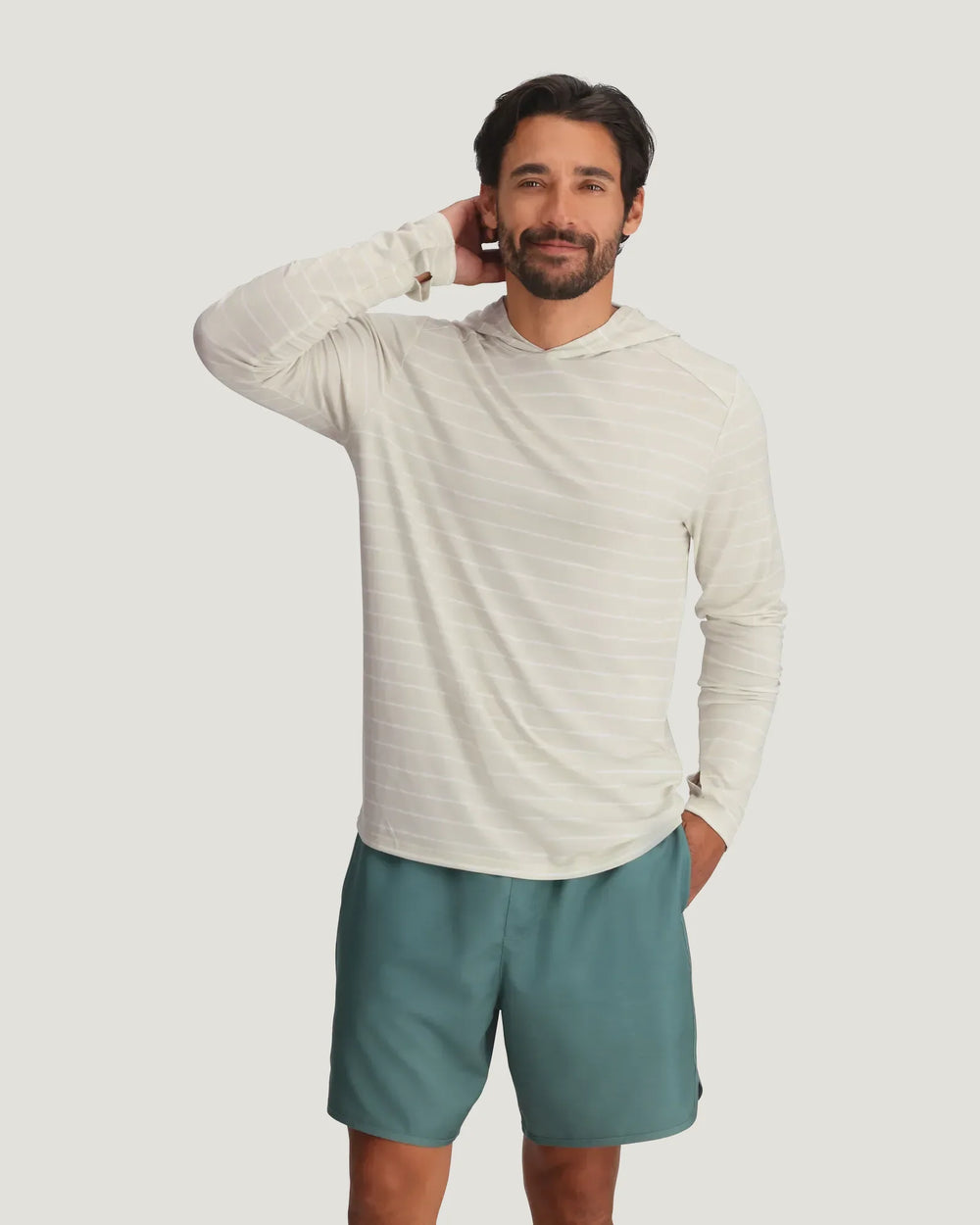 Free Fly Men's Bamboo Shade Hoodie - Dash Stripe Birch - Sun Diego Boardshop