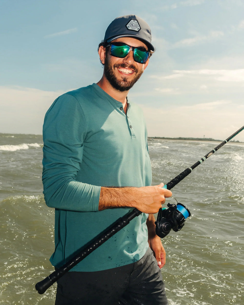 Free Fly Men's Men's Bamboo Flex Long Sleeve Henley - Sea Pine - Sun Diego Boardshop