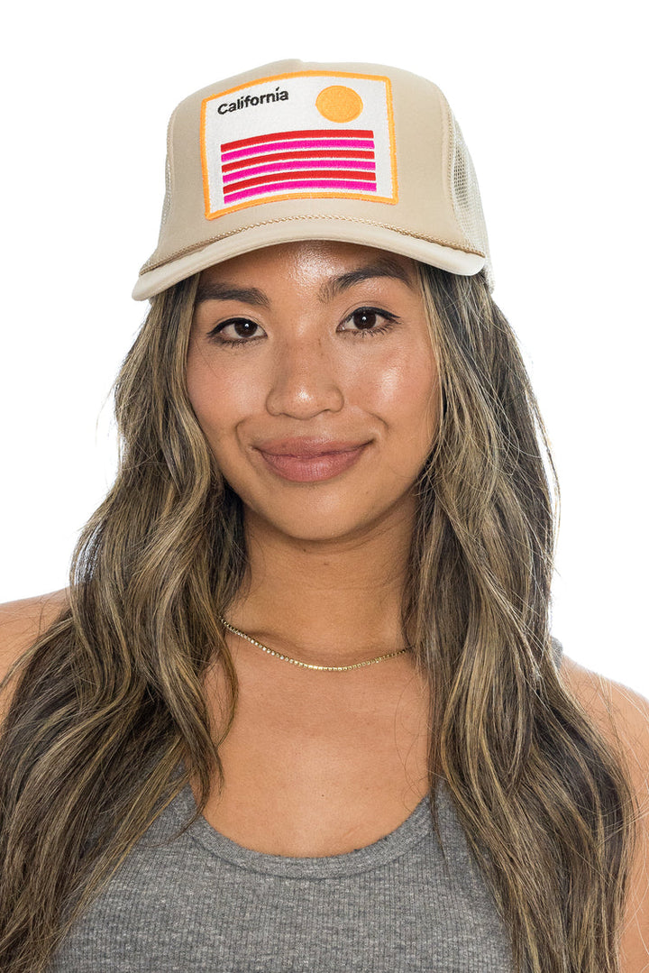 That Friday Feeling California Stripes Trucker Hat - TAN - Sun Diego Boardshop