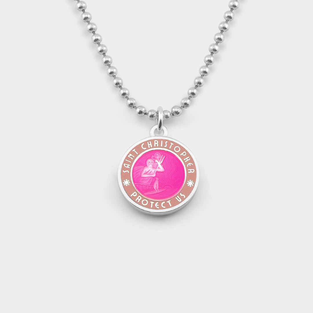 GETBACK SUPPLY Medium St. Christopher Medal Necklace - FUSCHIA/PINK - Sun Diego Boardshop