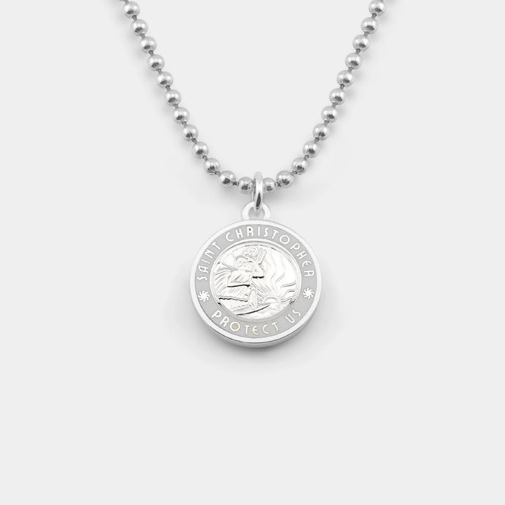 Getback Supply Medium St. Christopher Necklace - Silver-White