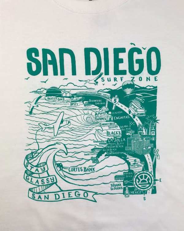 Sun Diego Women's Map Sweatshirt - White/Mint - Sun Diego Boardshop