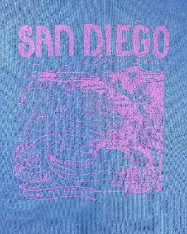 Sun Diego Women's Map Sweatshirt - Light Blue/Lavender - Sun Diego Boardshop