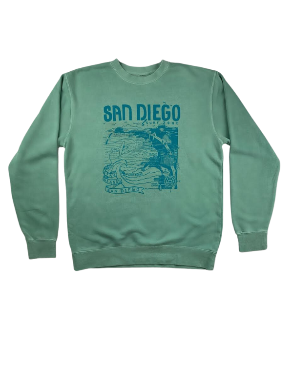 Sun Diego women's Map Sweatshirt - Mint/Teal - Sun Diego Boardshop