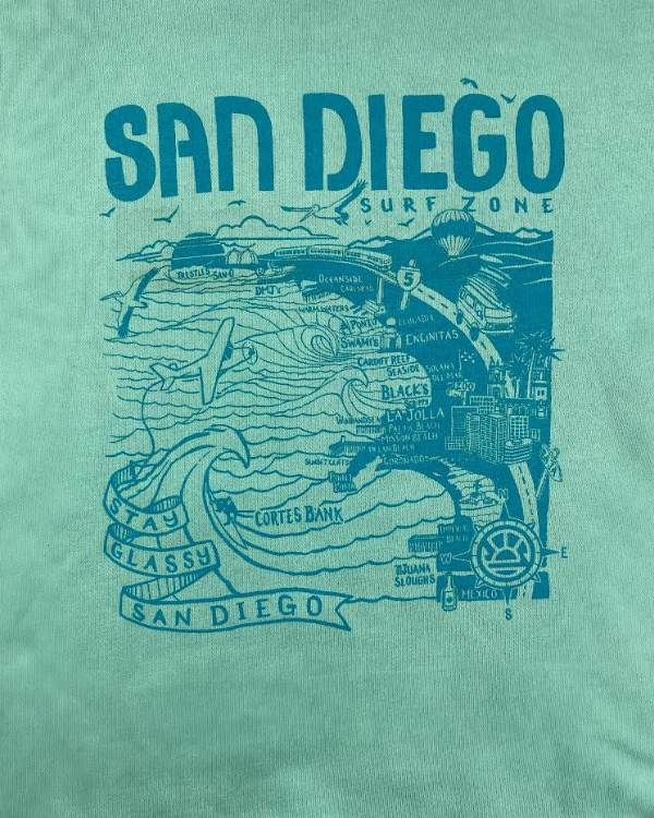 Sun Diego women's Map Sweatshirt - Mint/Teal - Sun Diego Boardshop