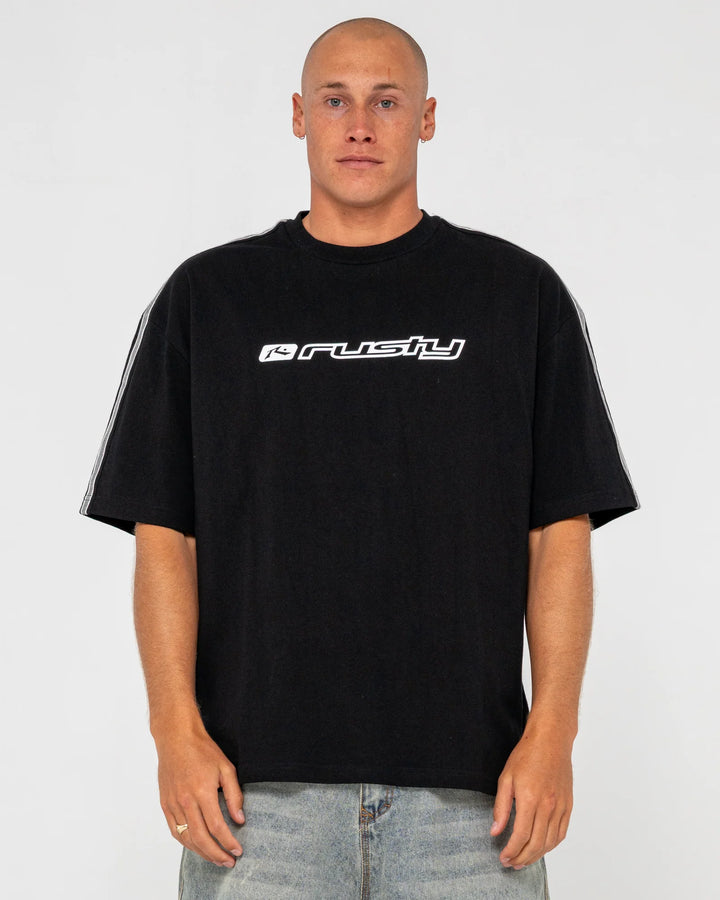 Rusty Men's Gaffa Taped Short Sleeve Tee - Black - Sun Diego Boardshop
