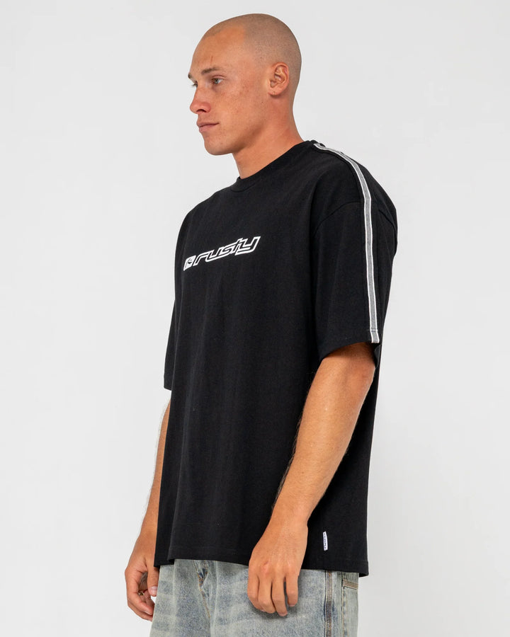 Rusty Men's Gaffa Taped Short Sleeve Tee - Black - Sun Diego Boardshop