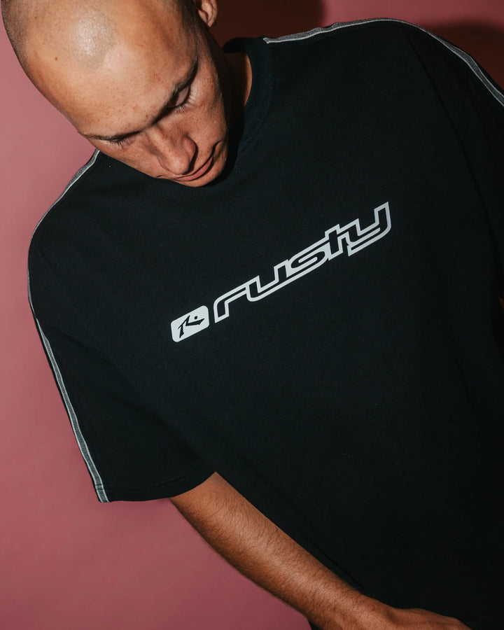 Rusty Men's Gaffa Taped Short Sleeve Tee - Black - Sun Diego Boardshop